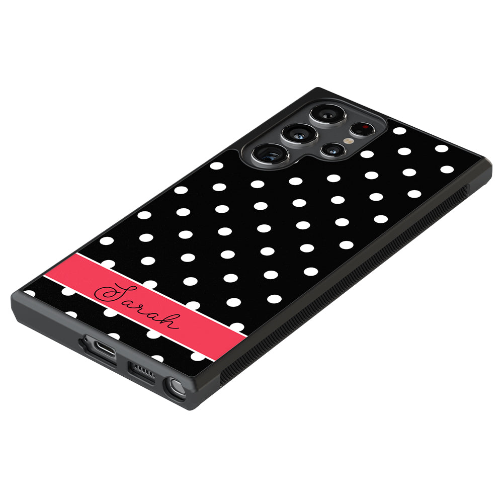 Black Polka Dot Red Personalized Samsung Phone Case
