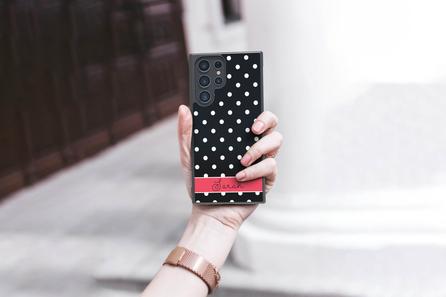 Black Polka Dot Red Personalized Samsung Phone Case