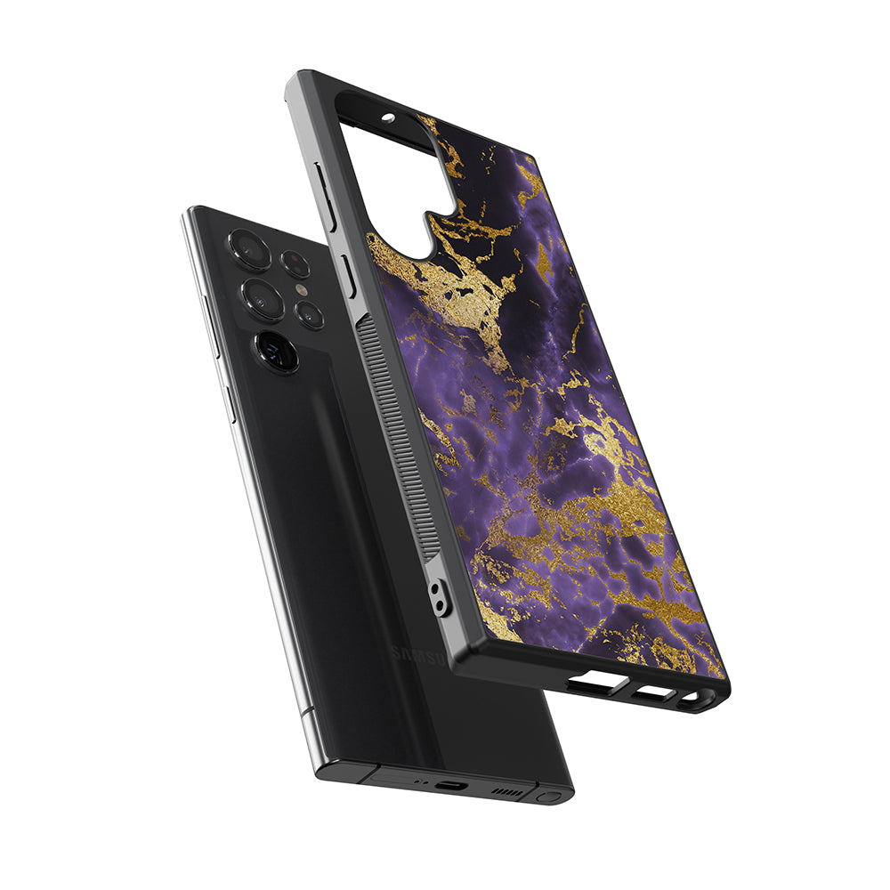 Purple and Gold Foil Marble Samsung Phone Case