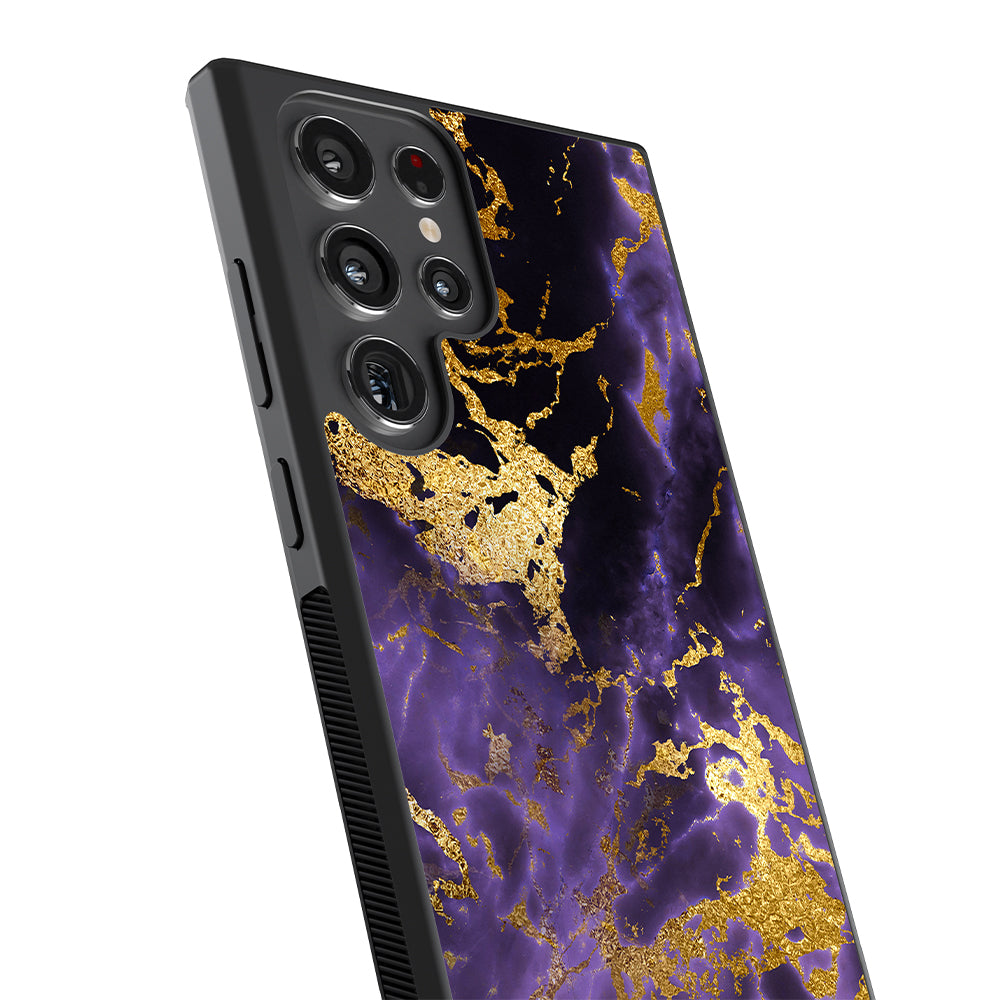 Purple and Gold Foil Marble Samsung Phone Case