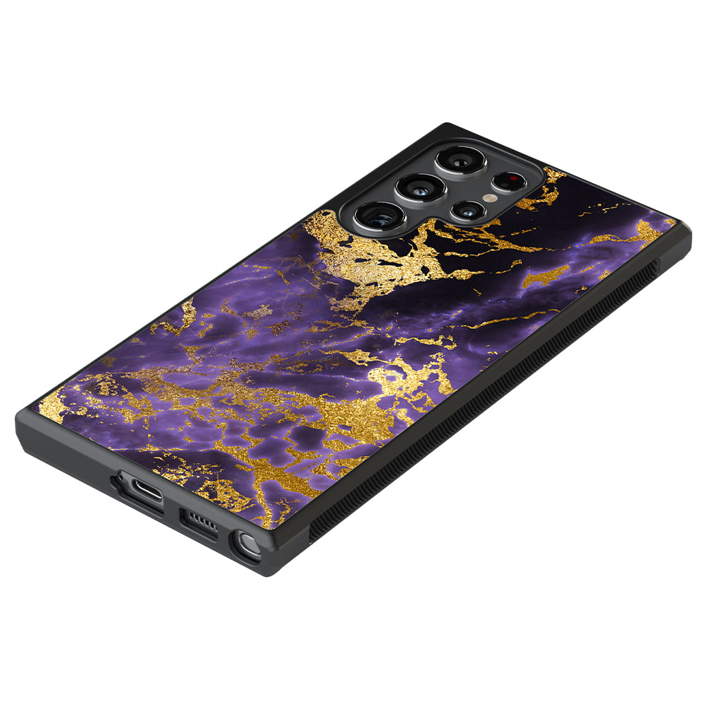Purple and Gold Foil Marble Samsung Phone Case
