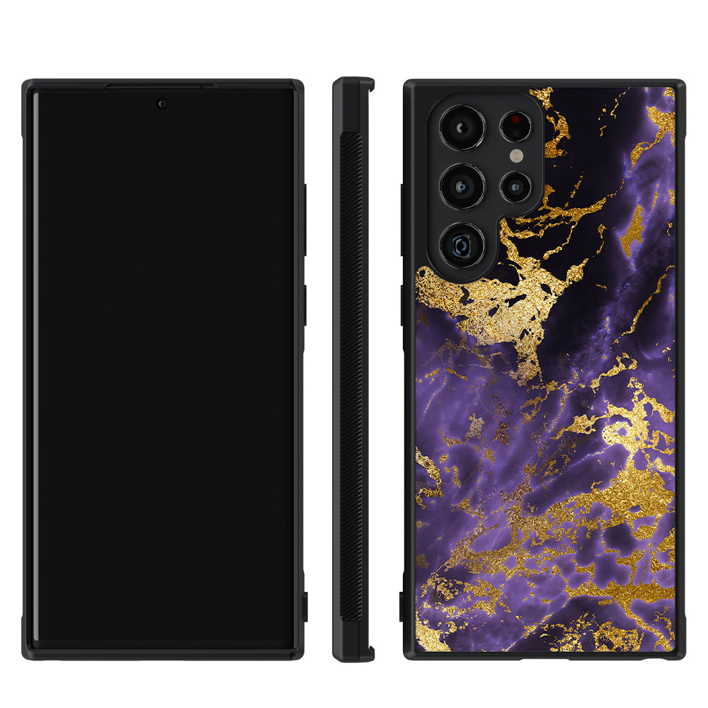 Purple and Gold Foil Marble Samsung Phone Case