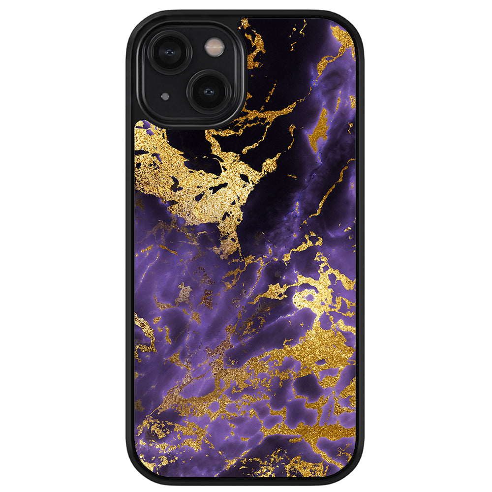 Purple and Gold Foil Marble Apple iPhone Case