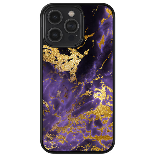 Purple and Gold Foil Marble Apple iPhone Case