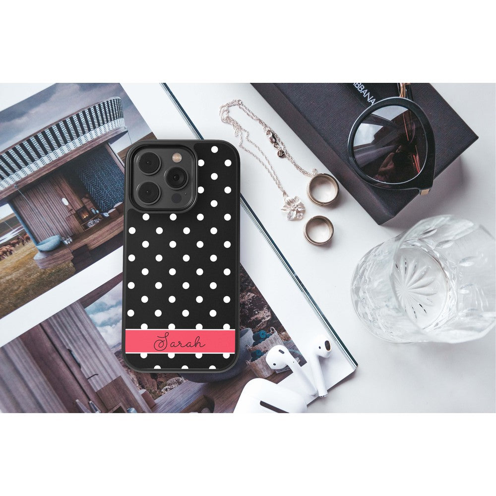 Black Polka Dot Red Personalized Apple iPhone Case