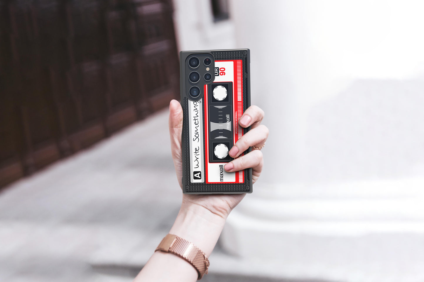 Cassette Tape Black and Red Personalized Samsung Phone Case