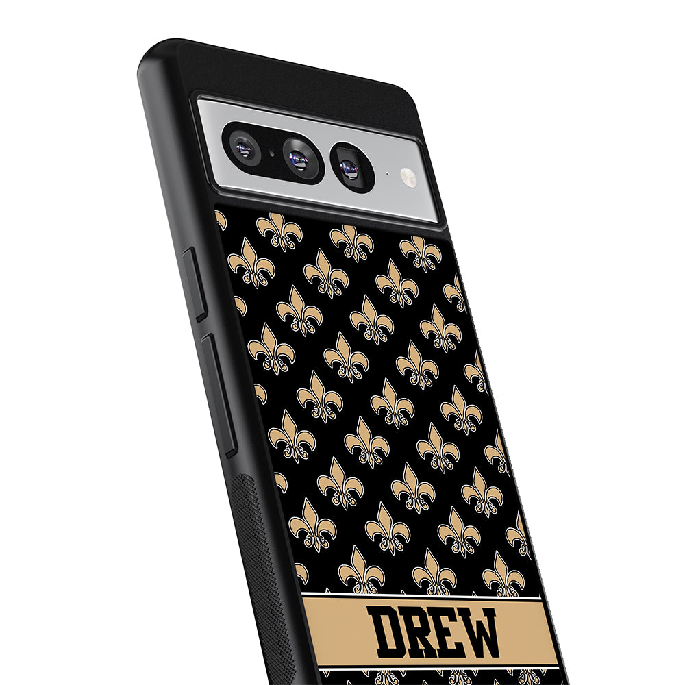 Black and Gold Fleur De Lis Personalized Google Phone Case
