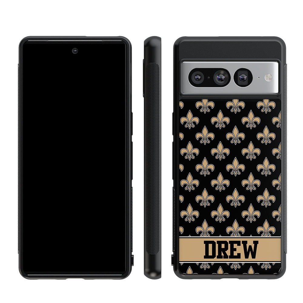Black and Gold Fleur De Lis Personalized Google Phone Case