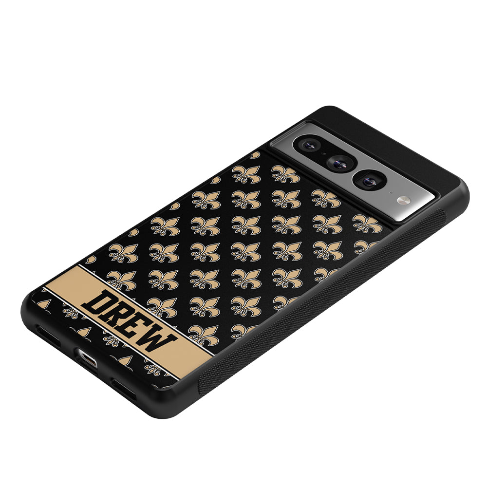 Black and Gold Fleur De Lis Personalized Google Phone Case