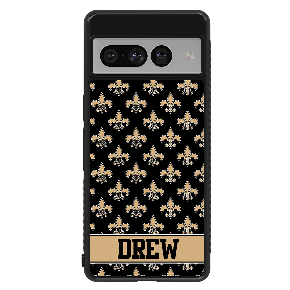 Black and Gold Fleur De Lis Personalized Google Phone Case