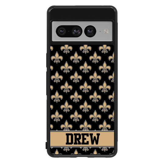 Black and Gold Fleur De Lis Personalized Google Phone Case