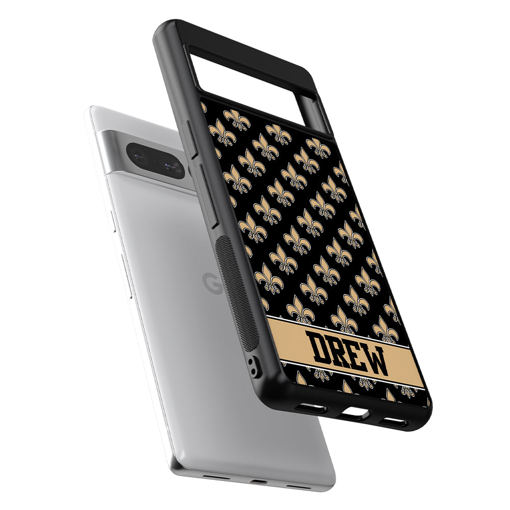 Black and Gold Fleur De Lis Personalized Google Phone Case