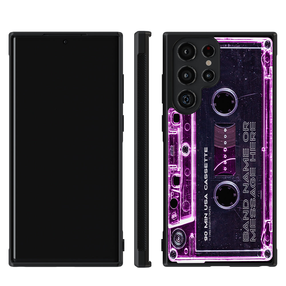 Pink Clear Black 80s Cassette Tape Personalized Samsung Phone Case