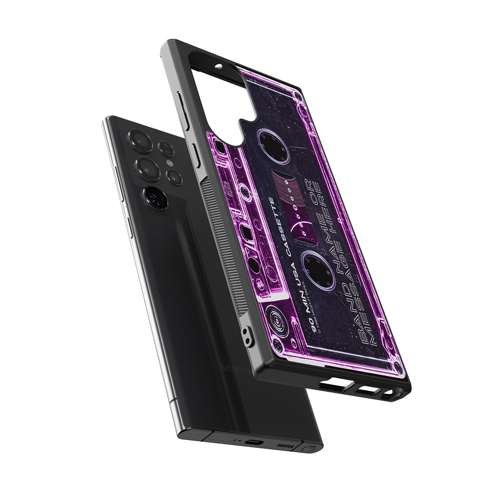 Pink Clear Black 80s Cassette Tape Personalized Samsung Phone Case