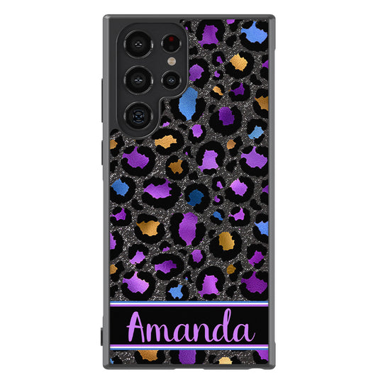 Space Leopard Blue Purple Gold Foil Personalized Samsung Phone Case