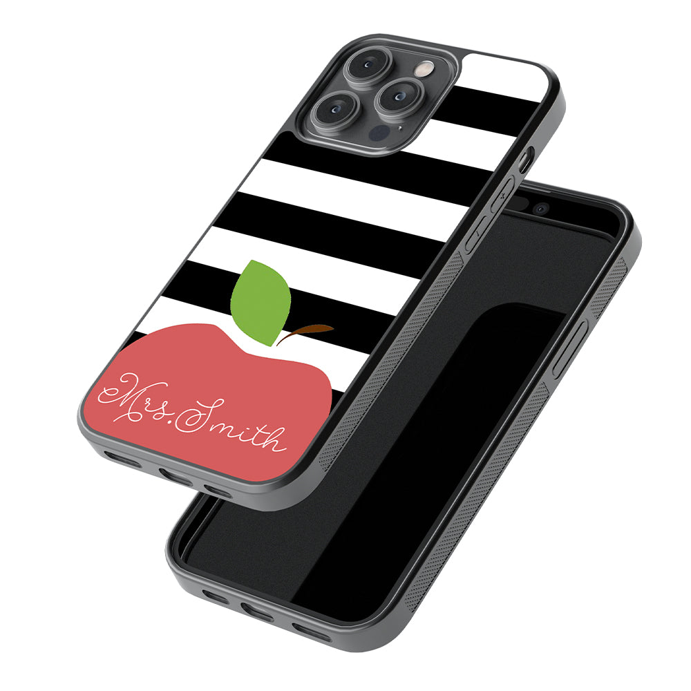 Teachers Appreciation Gift Apple Black and White Bars Personalized Apple iPhone Case