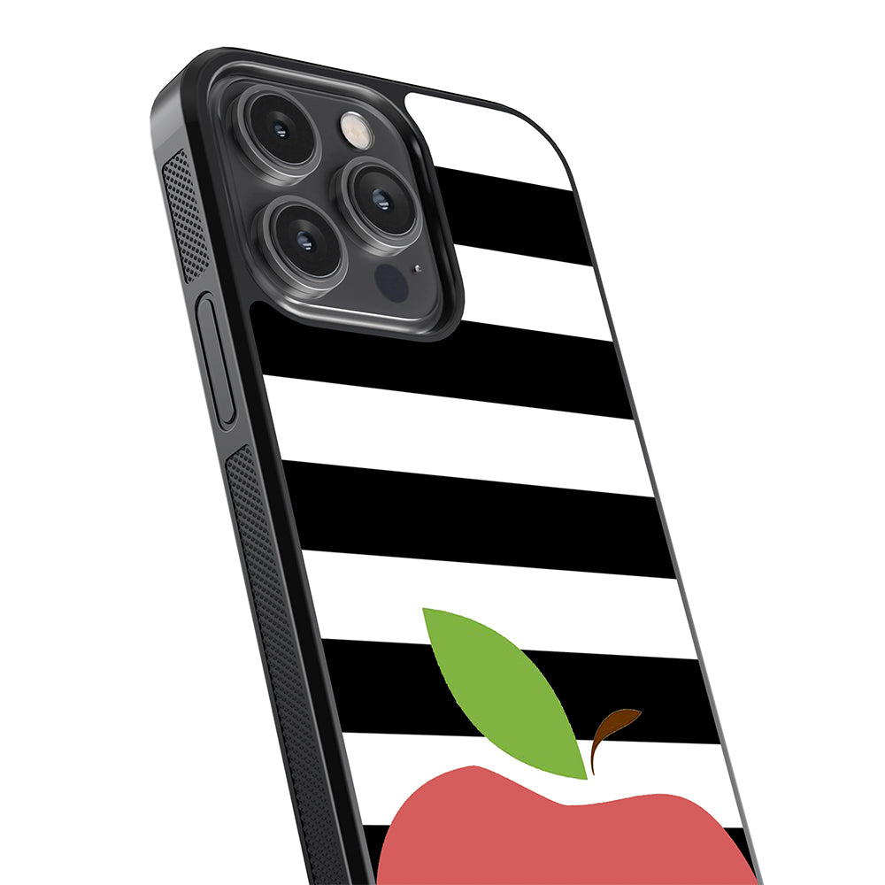 Teachers Appreciation Gift Apple Black and White Bars Personalized Apple iPhone Case