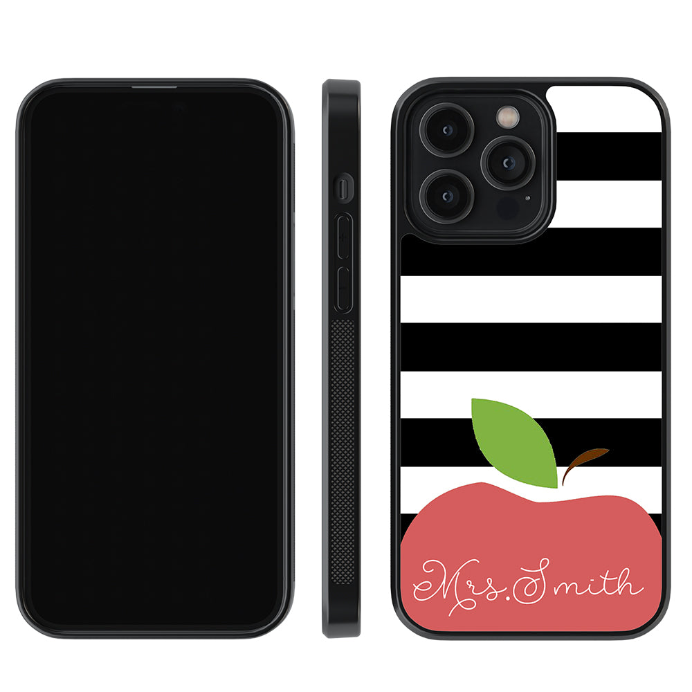 Teachers Appreciation Gift Apple Black and White Bars Personalized Apple iPhone Case