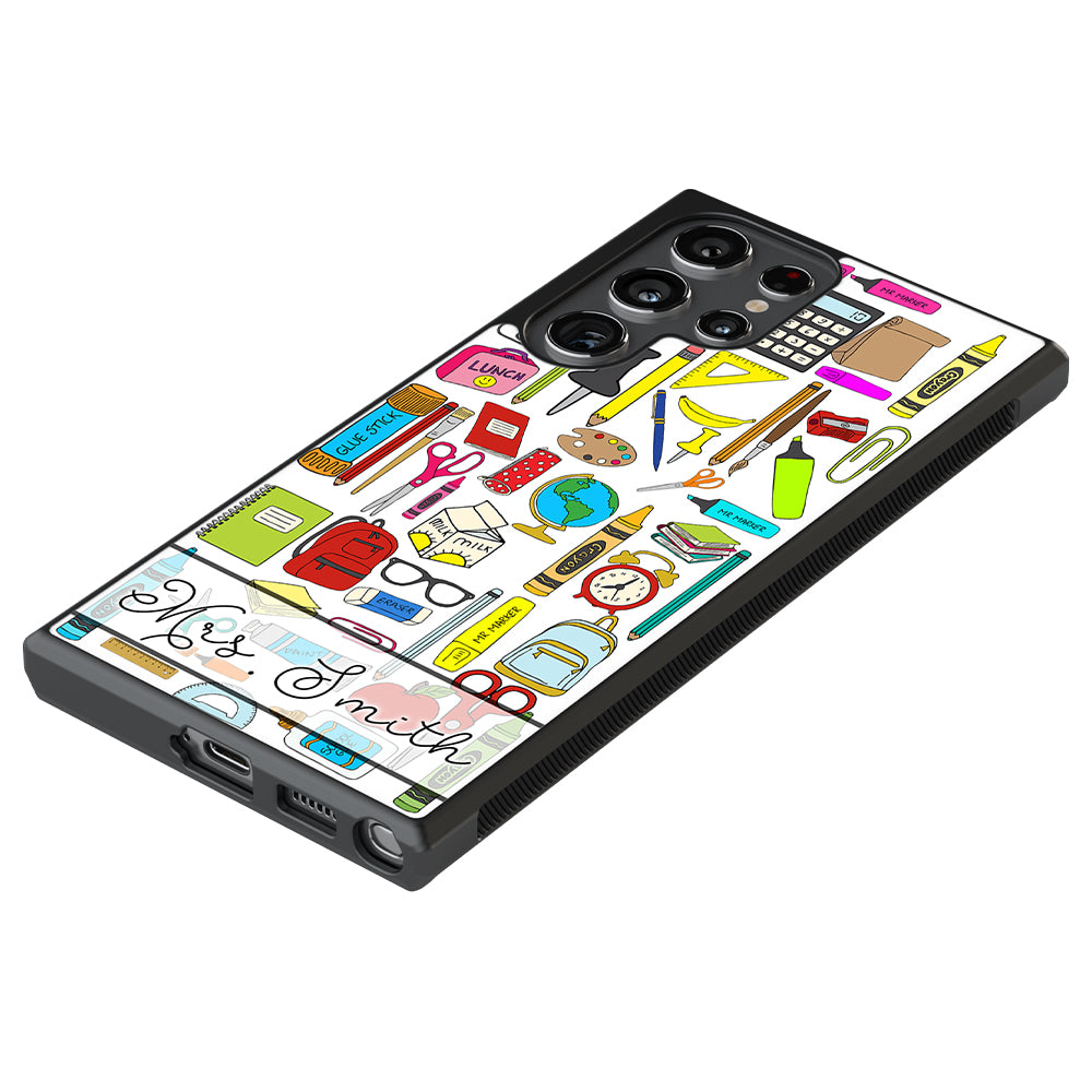Teacher Appreciation School Supplies Collage Personalized Samsung Phone Case