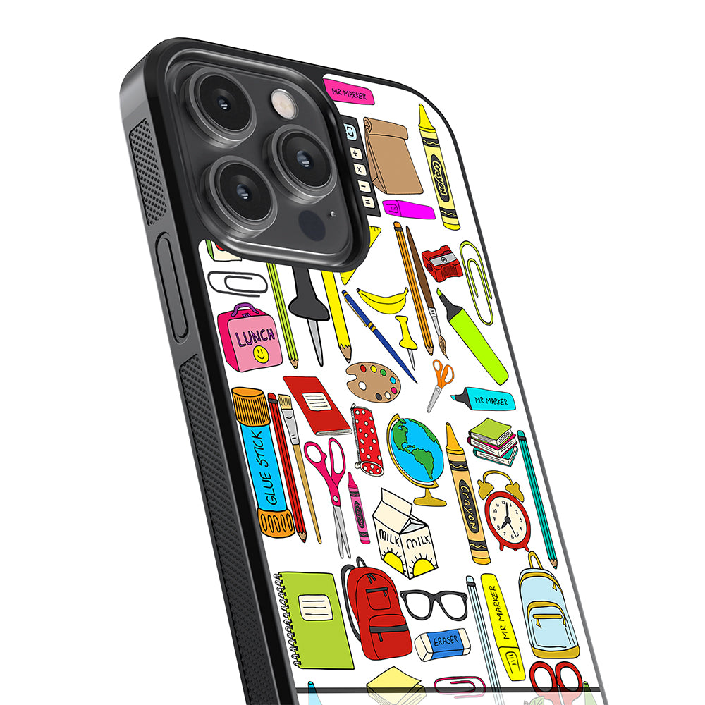 Teacher Appreciation School Supplies Collage Personalized Apple iPhone Case
