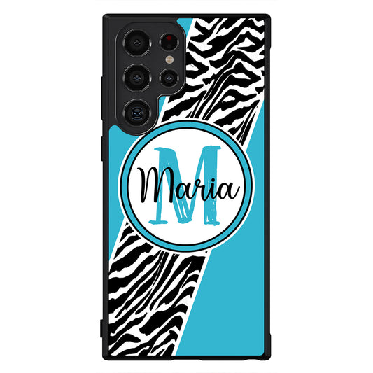 Zebra Skin Stripe Blue Teal Personalized Samsung Phone Case