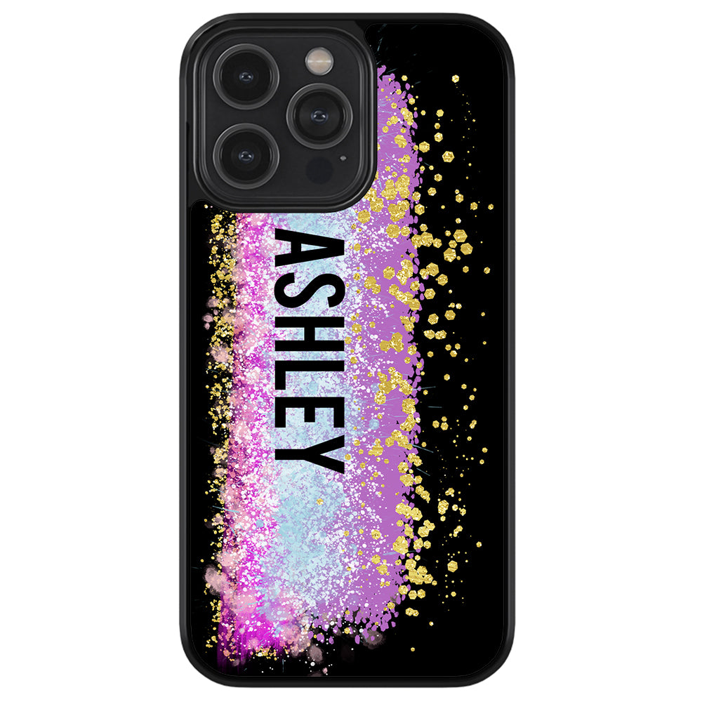 Unicorn Teal Purple Pink Gold Splash Personalized Apple iPhone Case