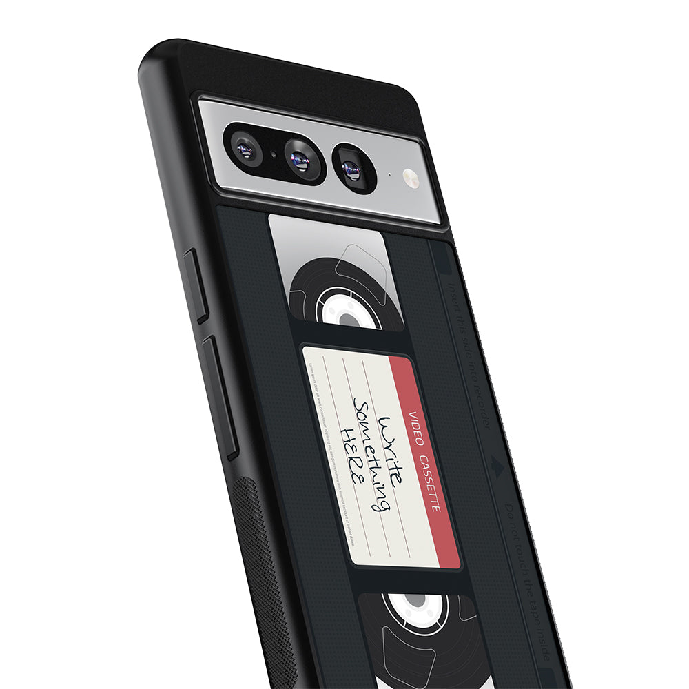 VHS Video Cassette Tape Black and Red Personalized Google Phone Case