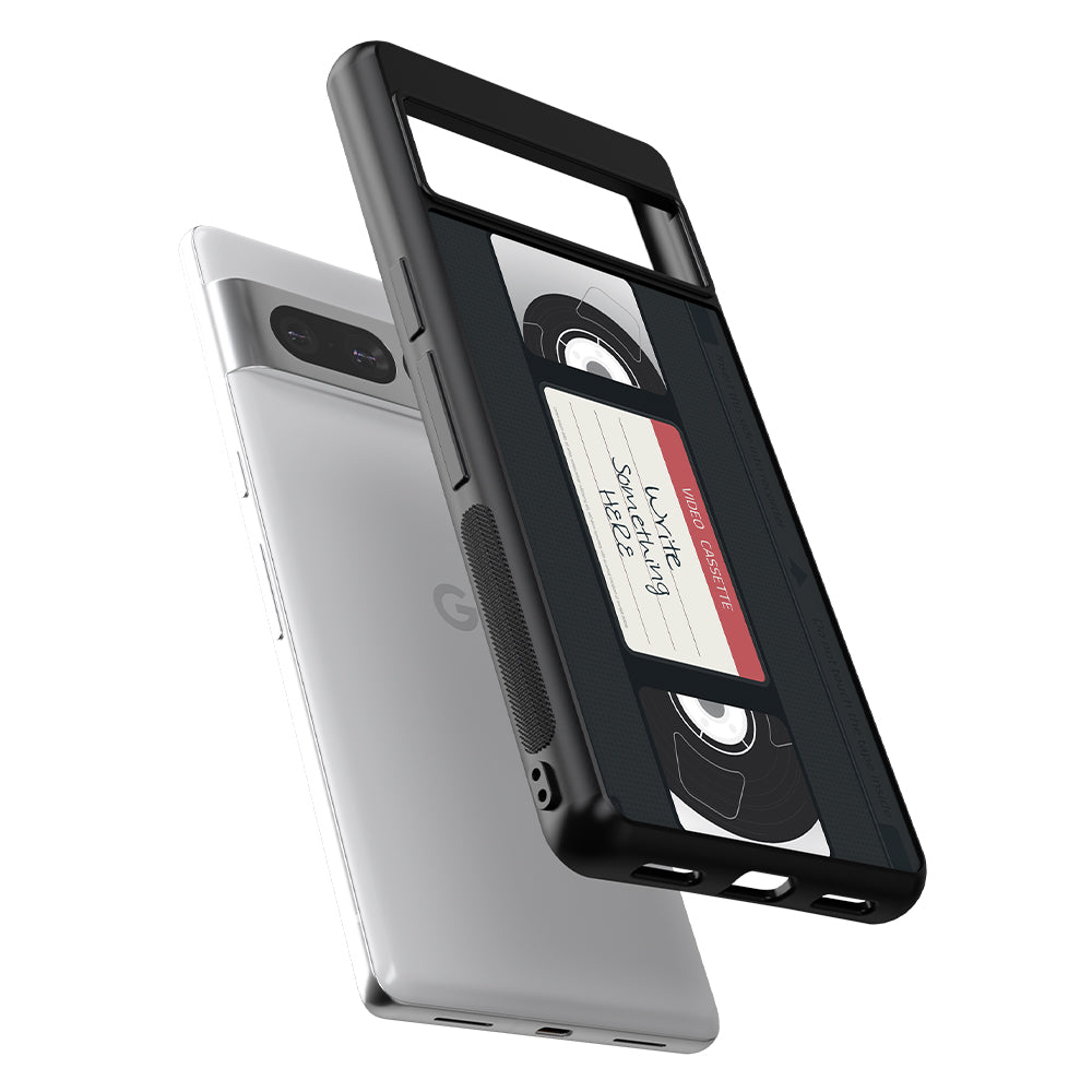 VHS Video Cassette Tape Black and Red Personalized Google Phone Case