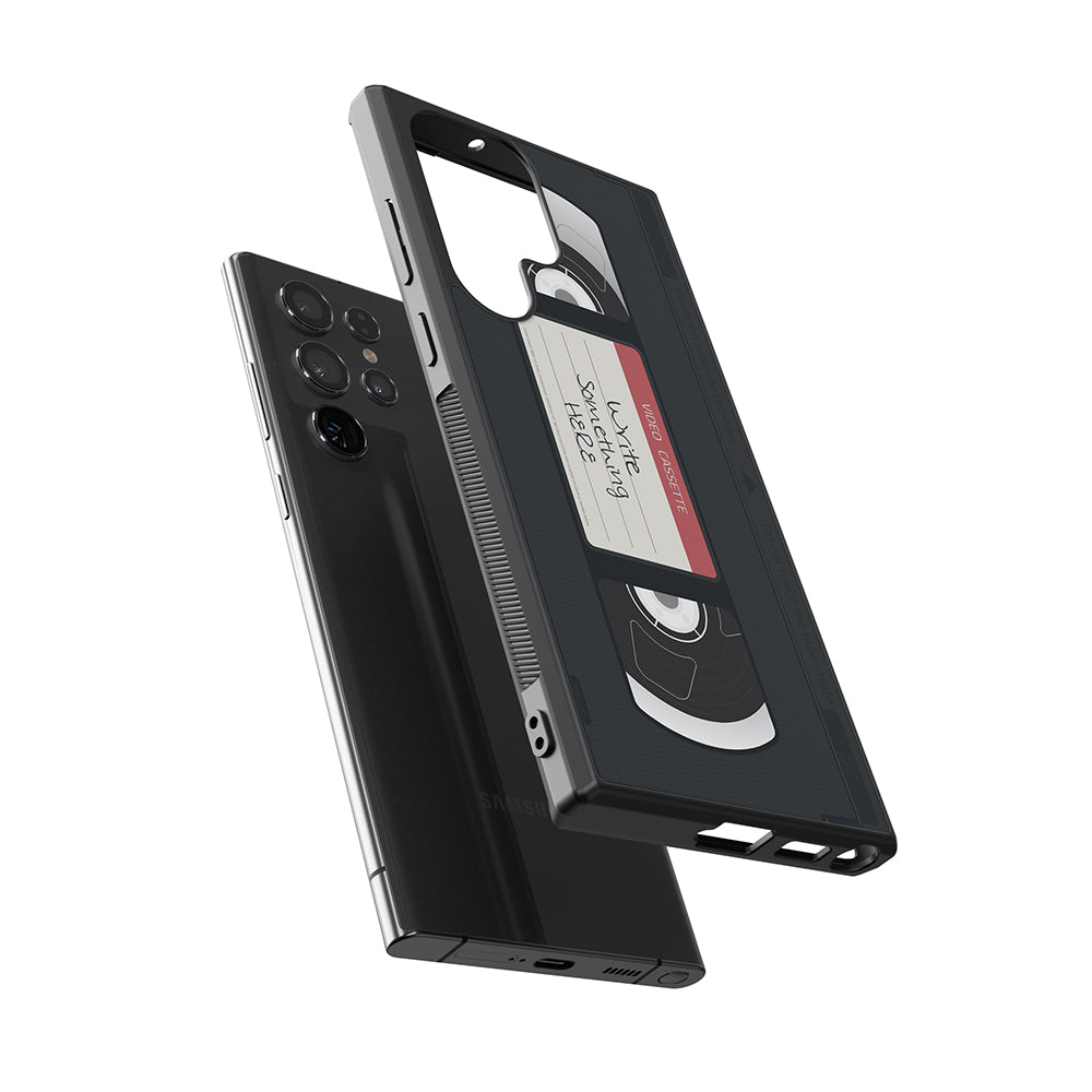 VHS Cassette Tape Retro Black and Red Personalized Samsung Phone Case