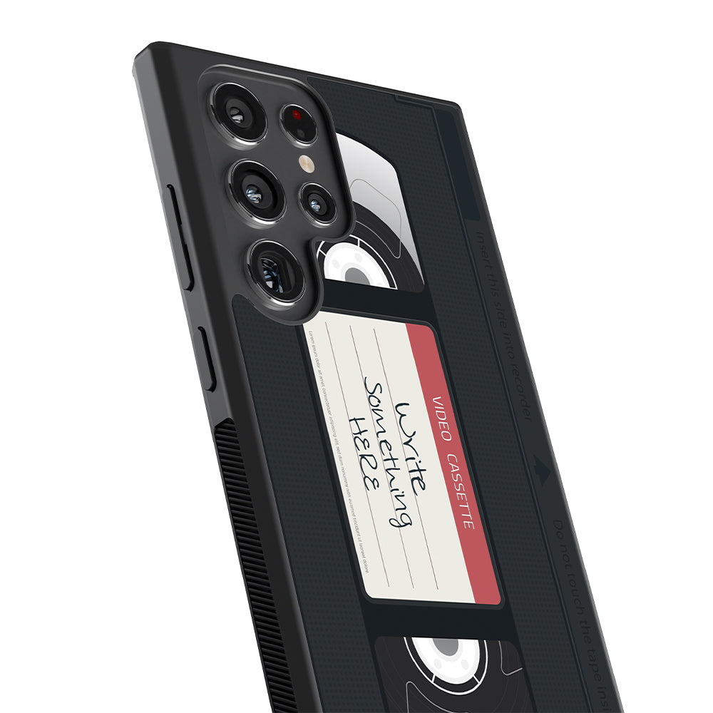 VHS Cassette Tape Retro Black and Red Personalized | Samsung Phone Case