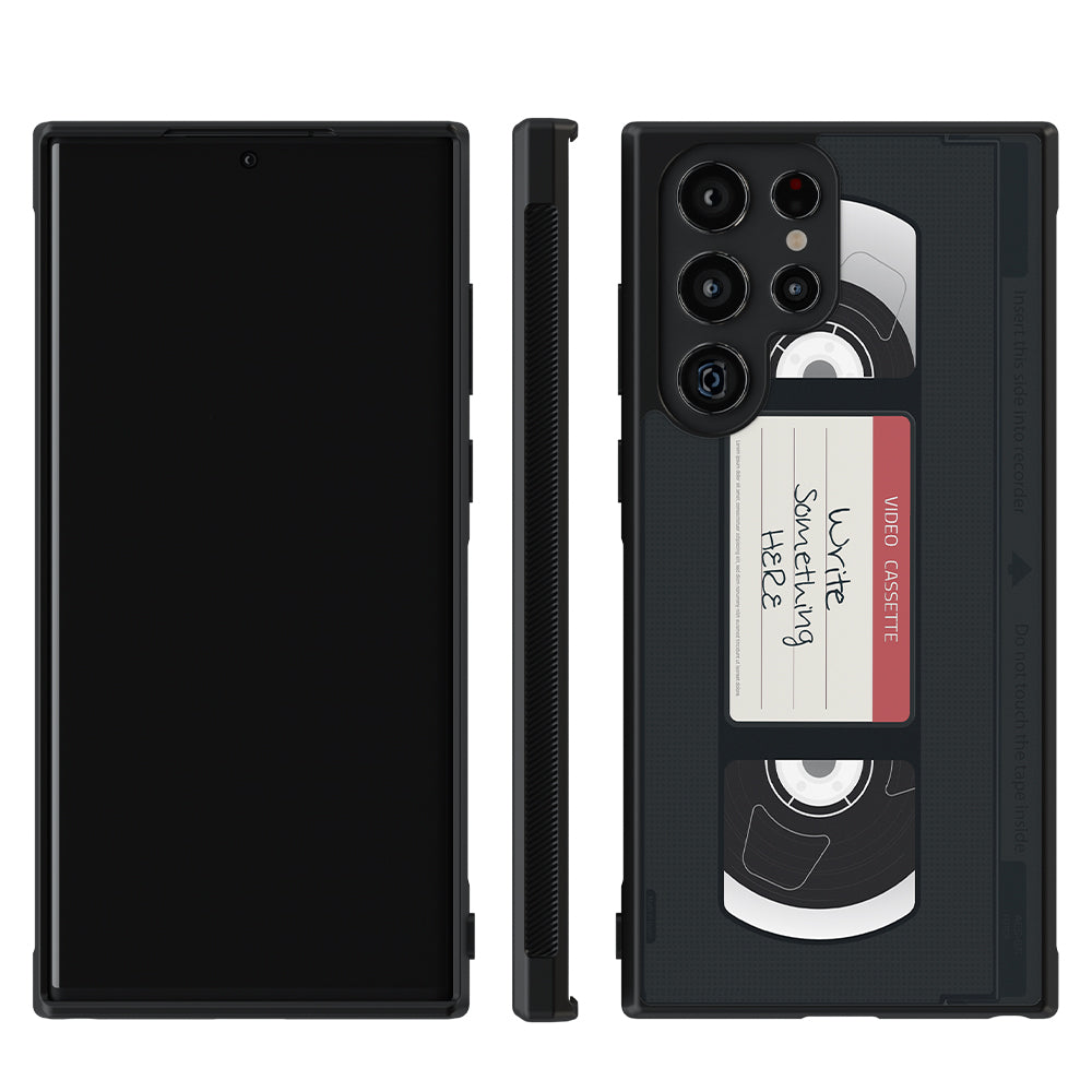 VHS Cassette Tape Retro Black and Red Personalized Samsung Phone Case
