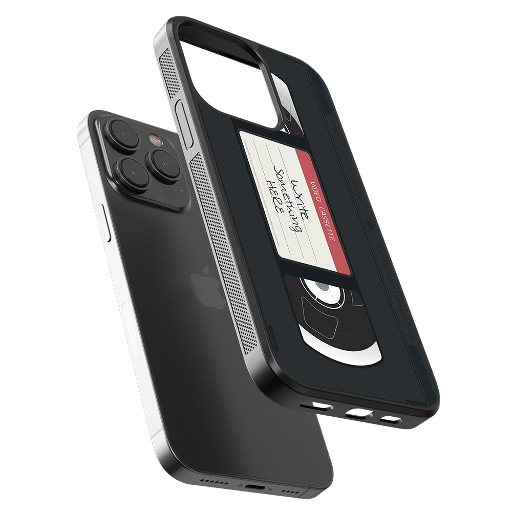 VHS Video Cassette Tape Black and Red Personalized Apple iPhone Case