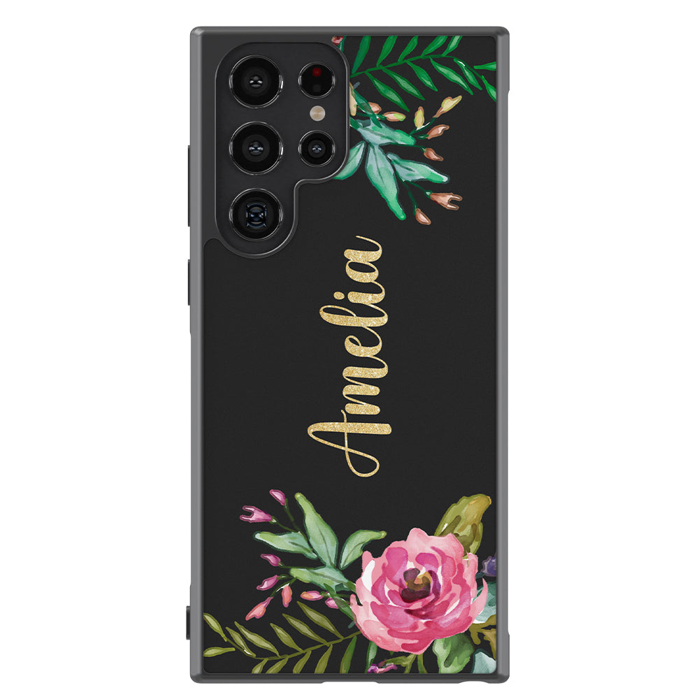 Vintage Flowers Golden Personalization Samsung Phone Case