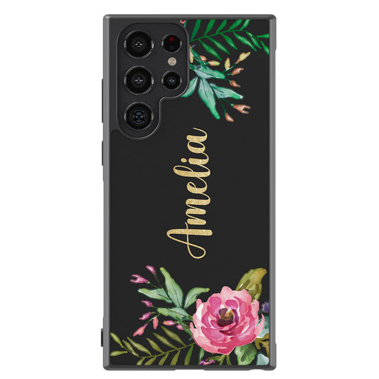 Vintage Flowers Golden Personalization Samsung Phone Case