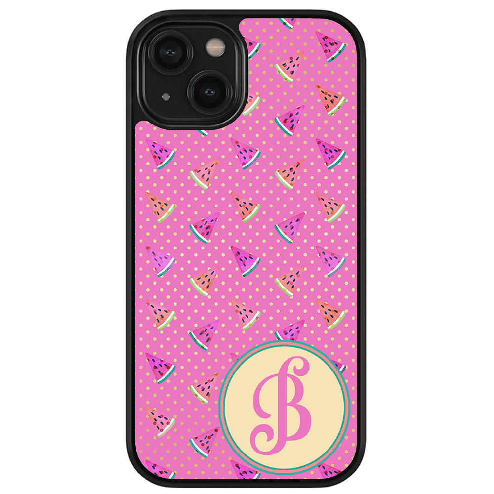 Pink Watermelon Initial Apple iPhone Case