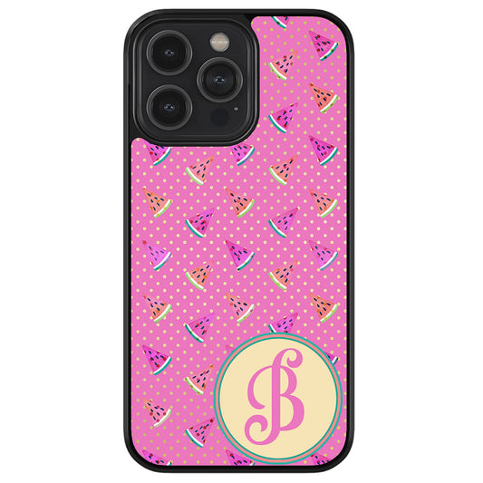 Pink Watermelon Initial Apple iPhone Case