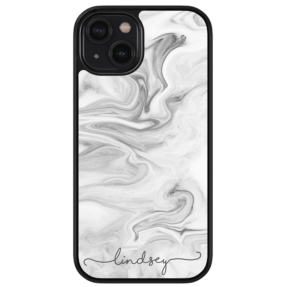 White Marble Script Personalized Apple iPhone Case
