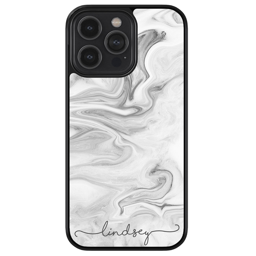 White Marble Script Personalized Apple iPhone Case