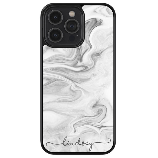 White Marble Script Personalized Apple iPhone Case