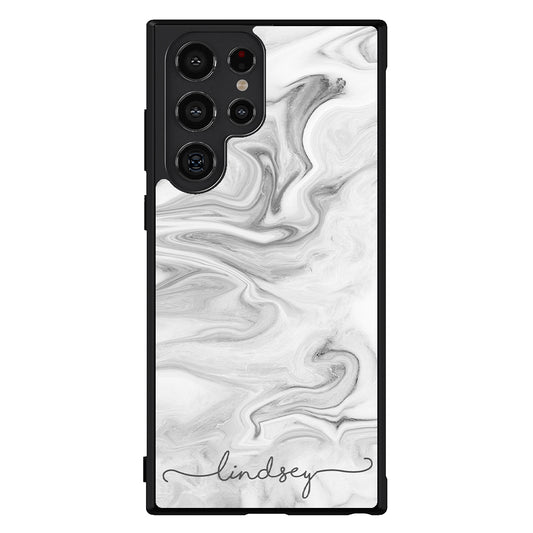 White Marble Script Personalized Samsung Phone Case