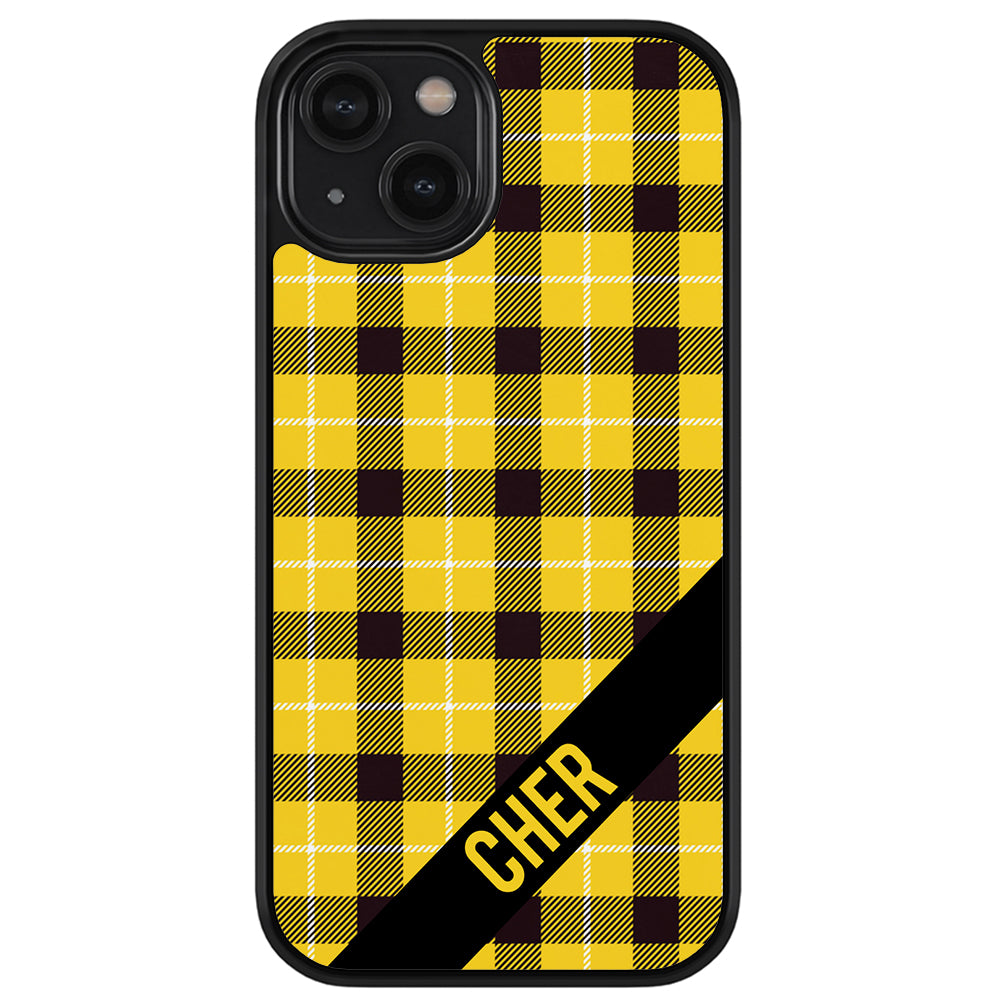 90s Yellow Plaid As If Retro Personalized Apple iPhone Case