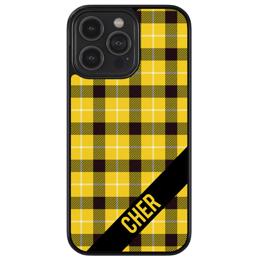 90s Yellow Plaid As If Retro Personalized Apple iPhone Case