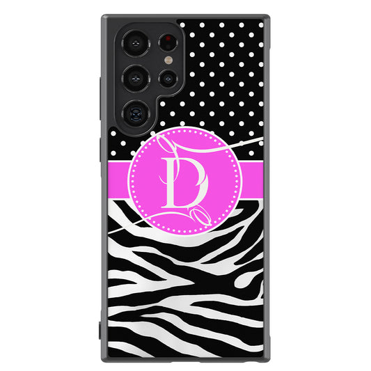 Zebra and Polka Dot Initial Samsung Phone Case