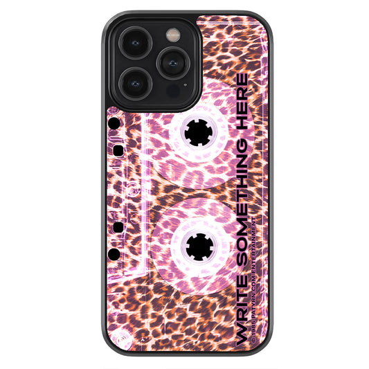Leopard Skin Clear Pink Cassette Tape Personalized Apple iPhone Case
