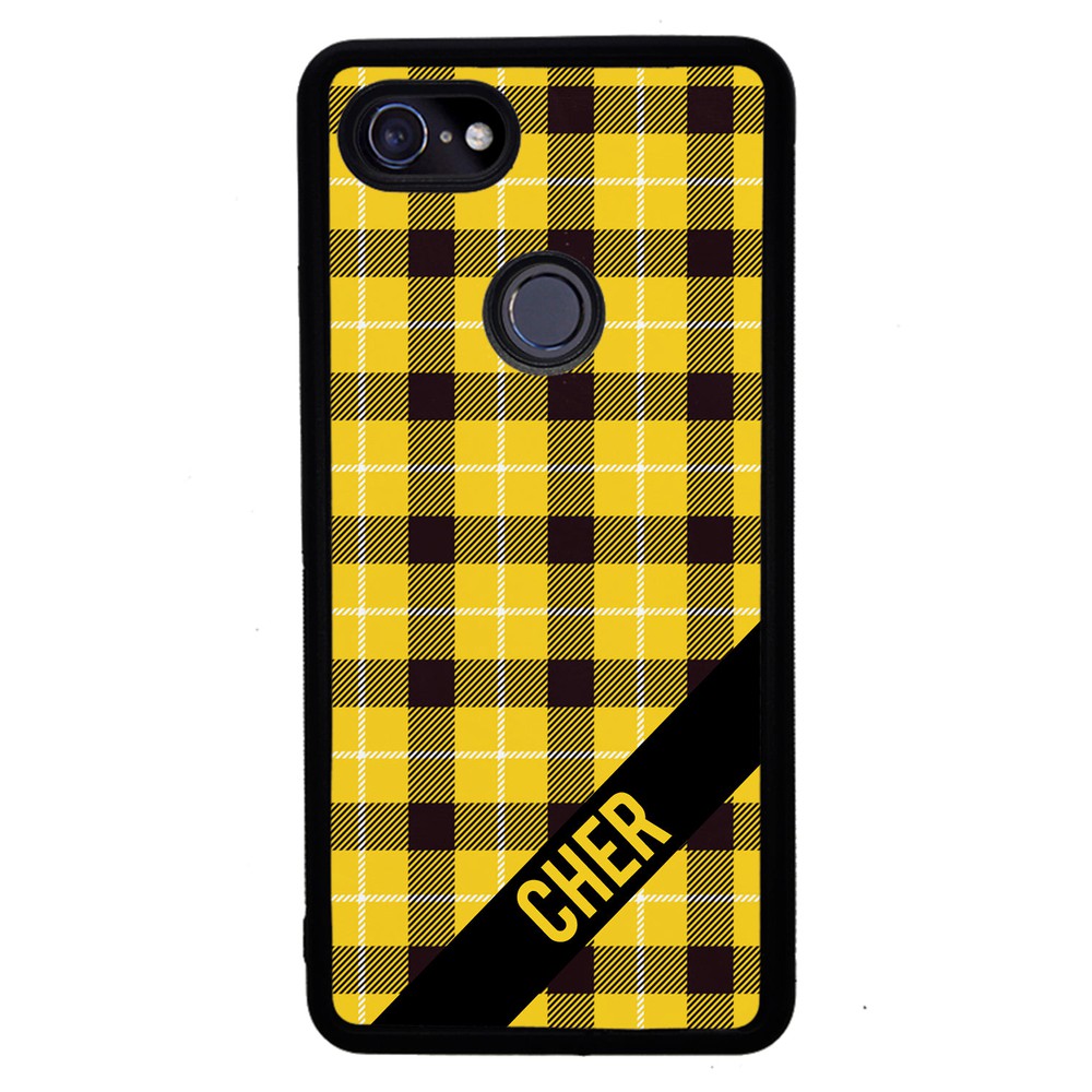 90s Yellow Plaid As If Retro Personalized | Google Phone Case