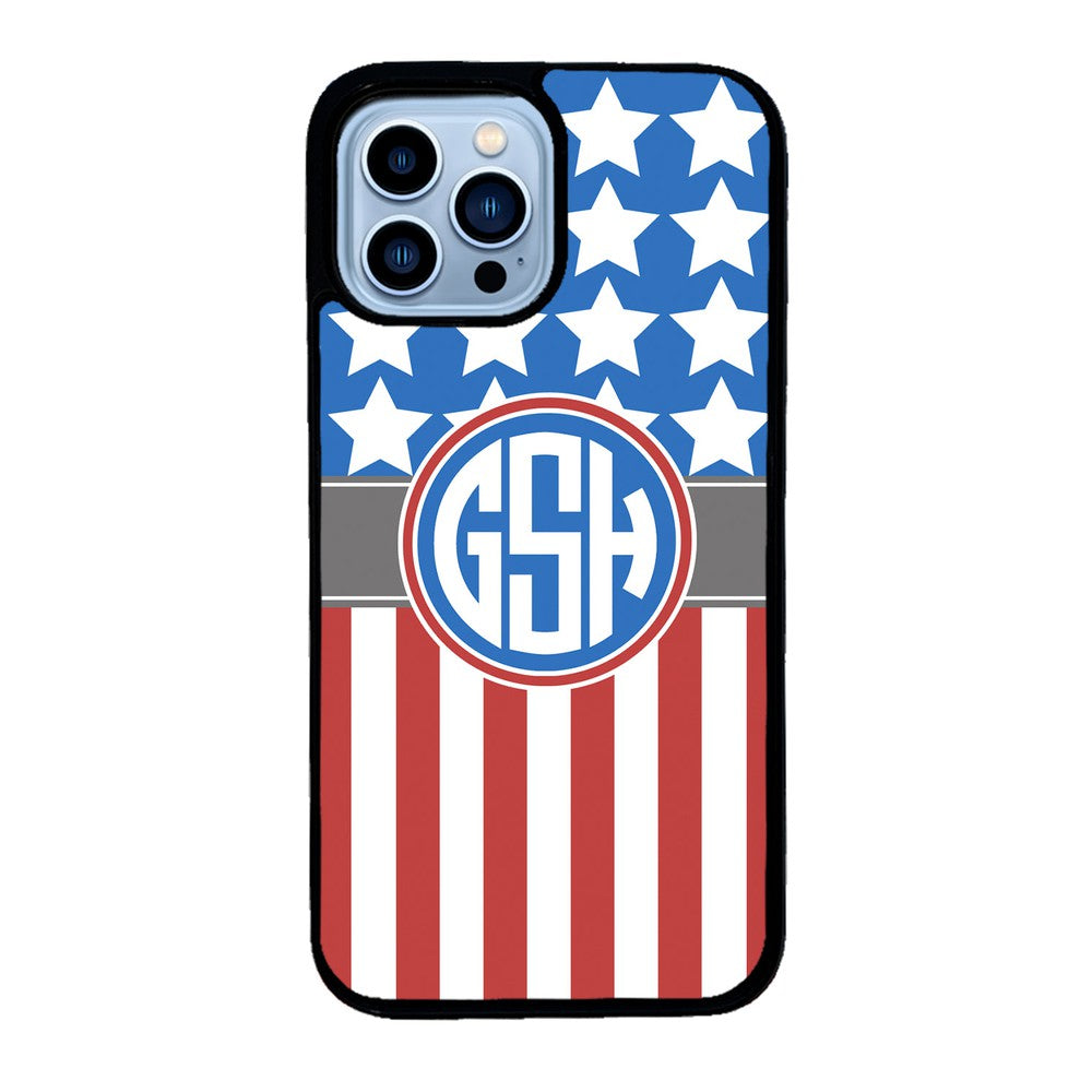 American Flag Circle Monogram | Apple iPhone Case