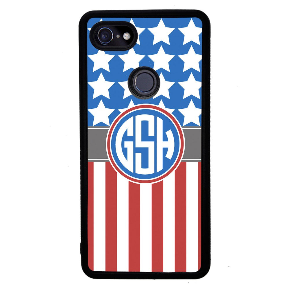 American Flag Circle Monogram | Google Phone Case