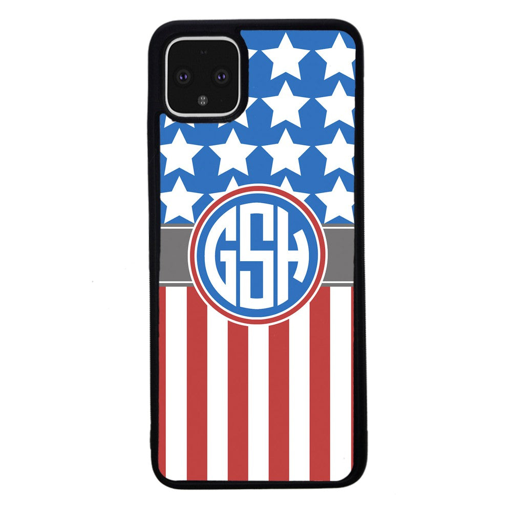 American Flag Circle Monogram | Google Phone Case