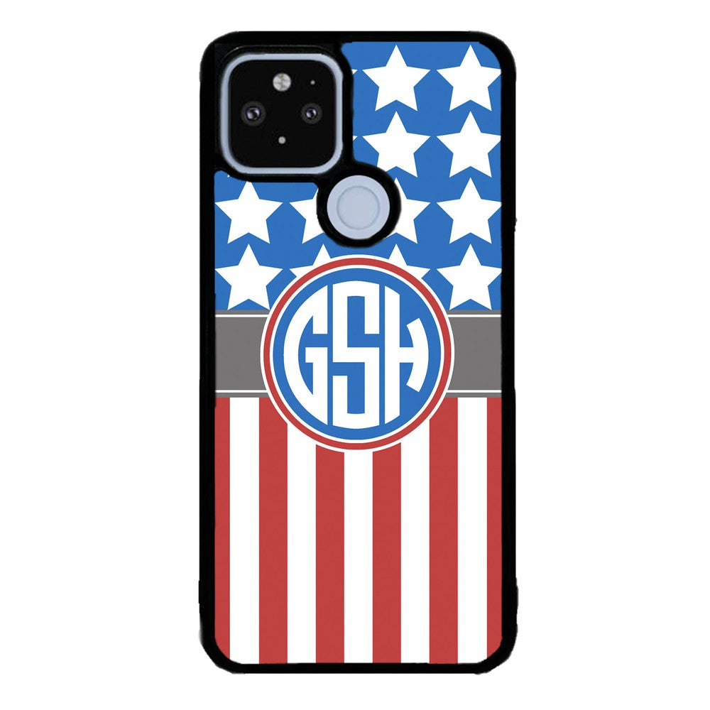 American Flag Circle Monogram | Google Phone Case
