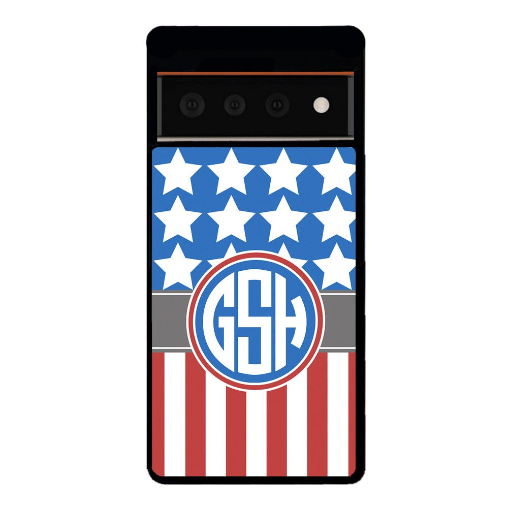 American Flag Circle Monogram | Google Phone Case